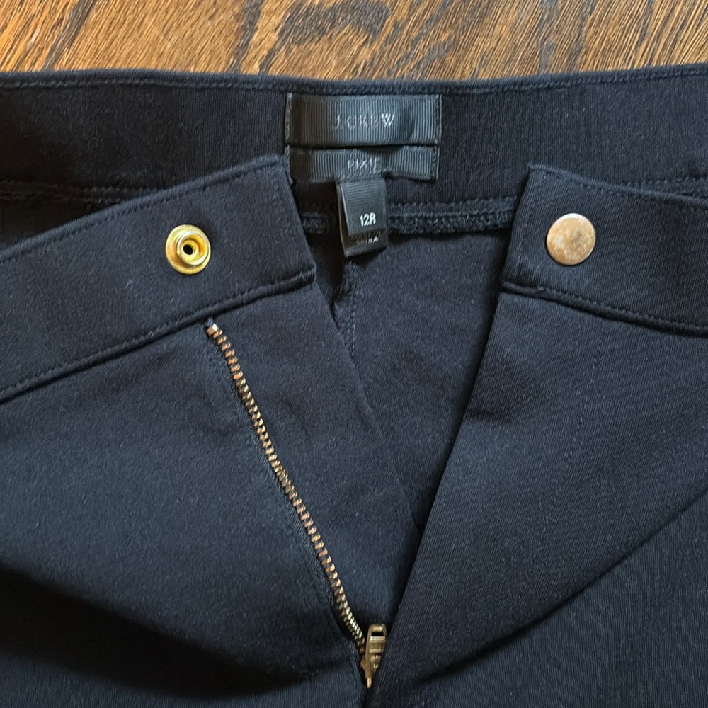 J. Crew Pixie Snap Front Pant Black High-Rise Sea… - image 7